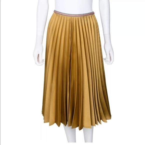 Leur Logette Gold Grecian Style Midi Skirt Size 3 - Picture 8 of 8